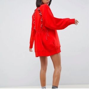 Tommy Hilfiger x Gigi Hadid Oversized Cutout Sweat Dress in Red, S